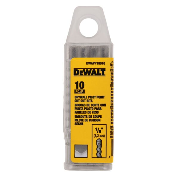 DEWALT PILOT POINT® Tip 1/8" Drywall Cut-Out Bit 10 Pack 1