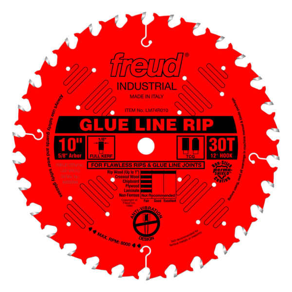 FREUD 10" Industrial Glue Line 30 Tooth Ripping Blade with a center arbor hole