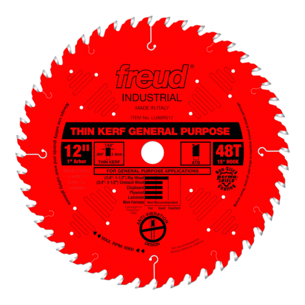 FREUD Thin Kerf General Purpose Saw Blade 12" 48 Tooth 1