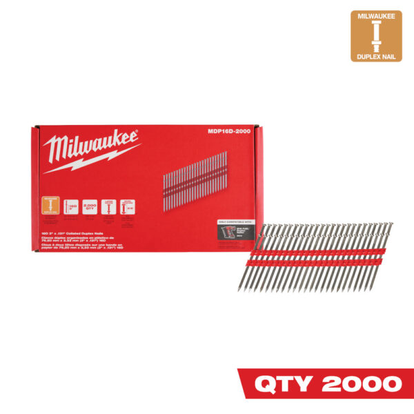 MILWAUKEE® 16D 3” x .131” Collated Duplex Nails 1