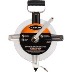 KESON 200' Tape Measure with a black handle on top and a crank for winding.