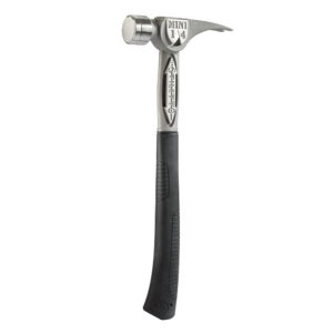 The STILETTO® 14oz TI-BONE™ MINI Hammer with Steel Smooth Face and 16" Curved Handle is our smaller, lighter all titanium framer. This 14oz full titanium hammer hits like a 24oz steel hammer, with 45% less weight and 10x less recoil shock. It is recommended for rough framing, remodeling, and pole barn construction. The TI-BONE™ MINI features a 180° side nail puller that allows you to pull 6D-16D nails with ease and includes a magnetic nail starter.