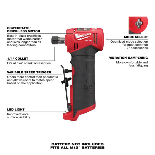 MILWAUKEE M12 FUEL™ 1/4&quot; Right Angle Die Grinder (Tool Only) 4