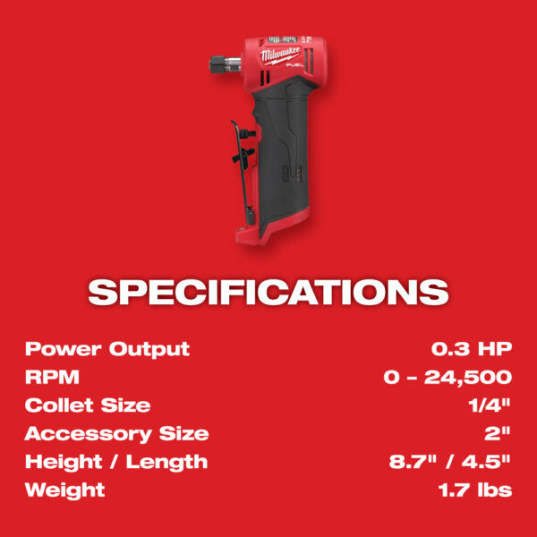 MILWAUKEE M12 FUEL™ 1/4&quot; Right Angle Die Grinder 2 Battery Kit 8