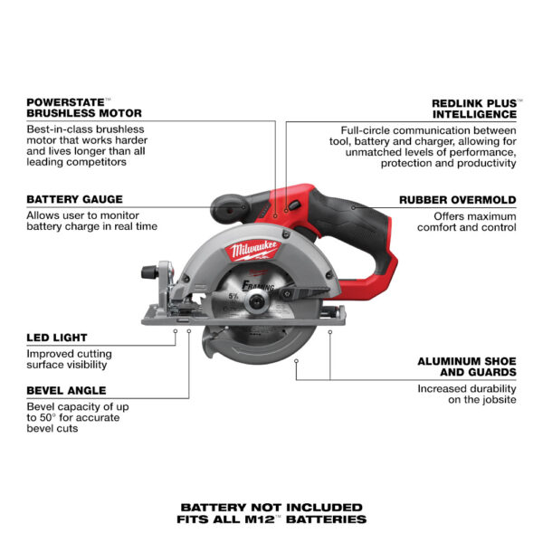 MILWAUKEE M12 FUEL™ 5-3/8" Circular Saw (Tool Only) 2