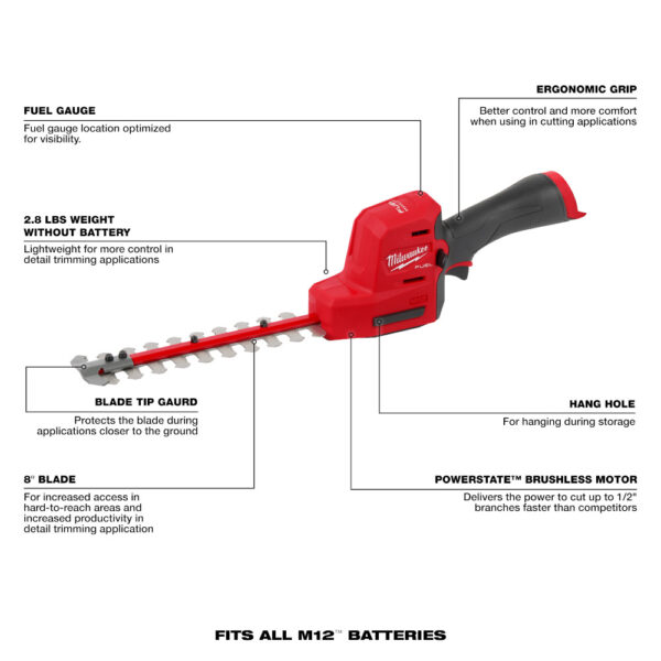 MILWAUKEE M12 FUEL™ 8" Hedge Trimmer (Tool Only) 3