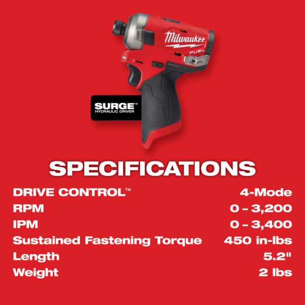 MILWAUKEE M12 FUEL™ SURGE™ 1/4&quot; Hex Hydraulic Driver (Tool Only) 5