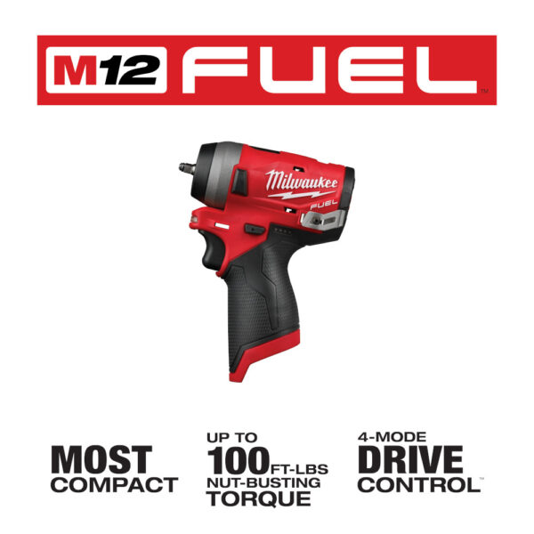 MILWAUKEE M12 FUEL™ 1/4" Stubby Impact Wrench (Tool Only) 4