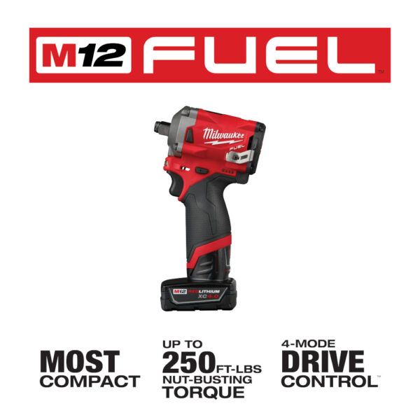 MILWAUKEE M12 FUEL™ Stubby 1/2&quot; Impact Wrench Kit 4