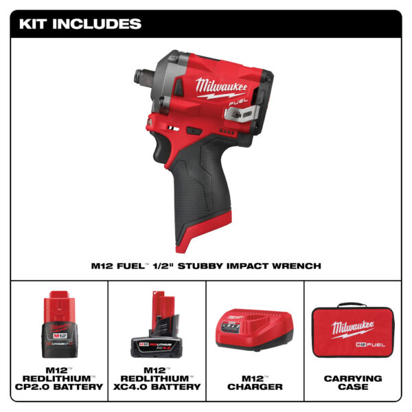 MILWAUKEE M12 FUEL™ Stubby 1/2&quot; Impact Wrench Kit 5