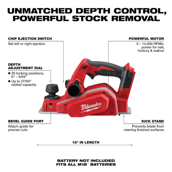 MILWAUKEE® M18™ 3-1/4&quot; Planer (Tool Only) 3
