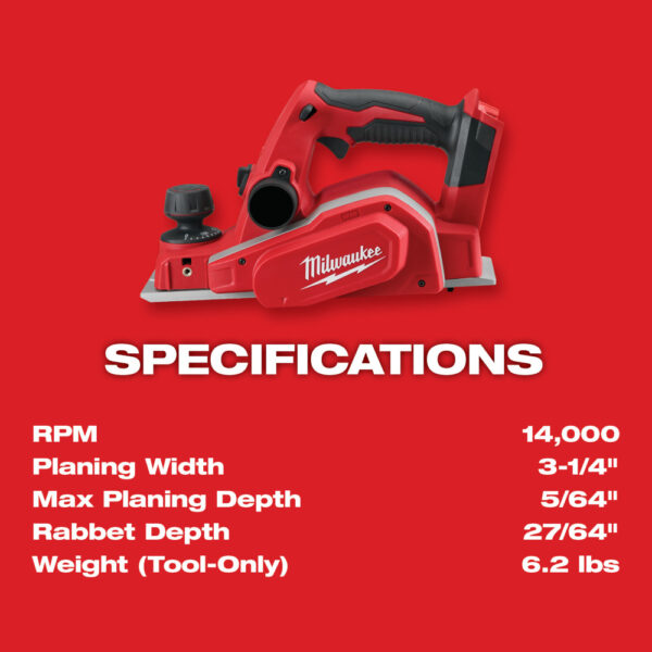 MILWAUKEE® M18™ 3-1/4" Planer (Tool Only) 4