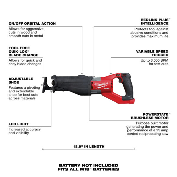 MILWAUKEE M18 FUEL™ SUPER SAWZALL® Reciprocating Saw (Tool Only) 3
