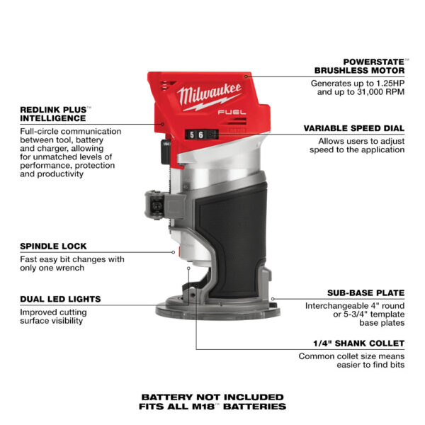 MILWAUKEE® M18 FUEL™ Compact Router (Tool Only) 2