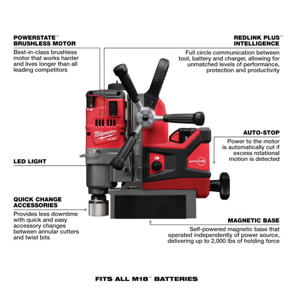 MILWAUKEE M18 FUEL™ 1-1/2&quot; Magnetic Drill Kit 2