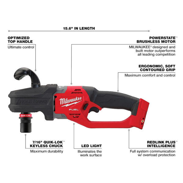 MILWAUKEE M18 FUEL™ HOLE HAWG® Right Angle Drill w/ QUIK-LOK™ (Tool Only) 3