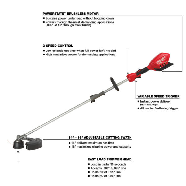 MILWAUKEE® M18 FUEL™ String Trimmer w/ QUIK-LOK™ (Tool Only) 1