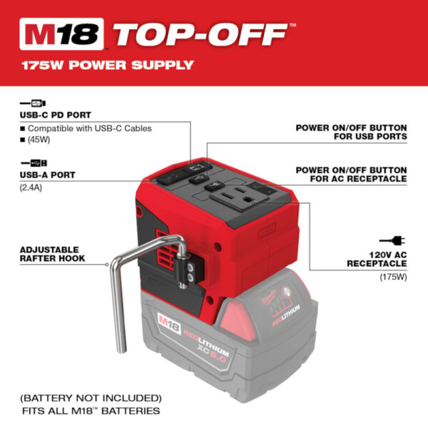 MILWAUKEE® M18™ TOP-OFF™ 175W Power Supply 5