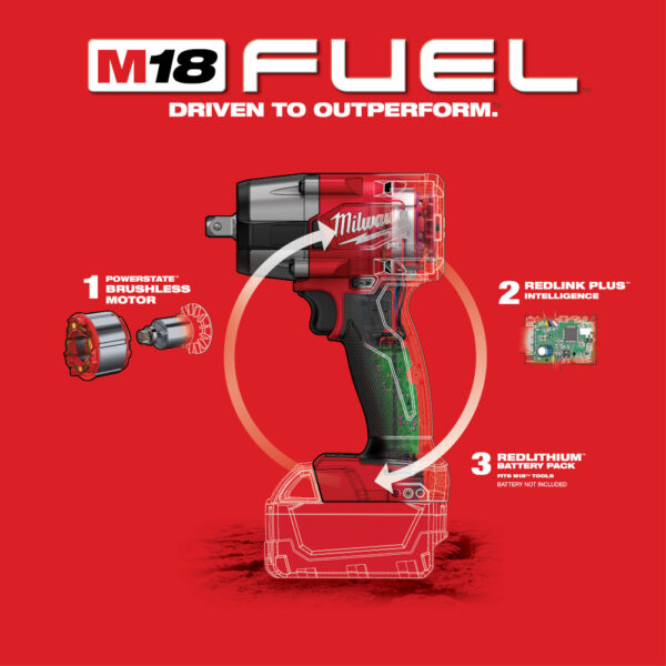 MILWAUKEE M18 FUEL™ 1/2&quot; Mid-Torque Impact Wrench w/ Pin Detent (Tool Only) 8