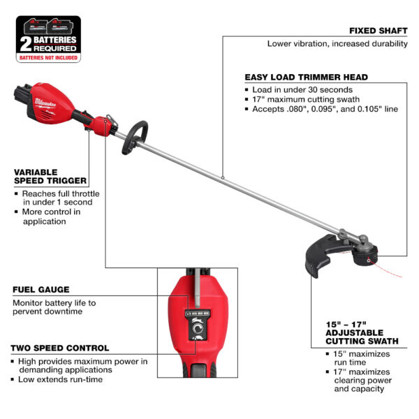 MILWAUKEE M18 FUEL™ 17” Dual Battery String Trimmer (Tool Only) 1