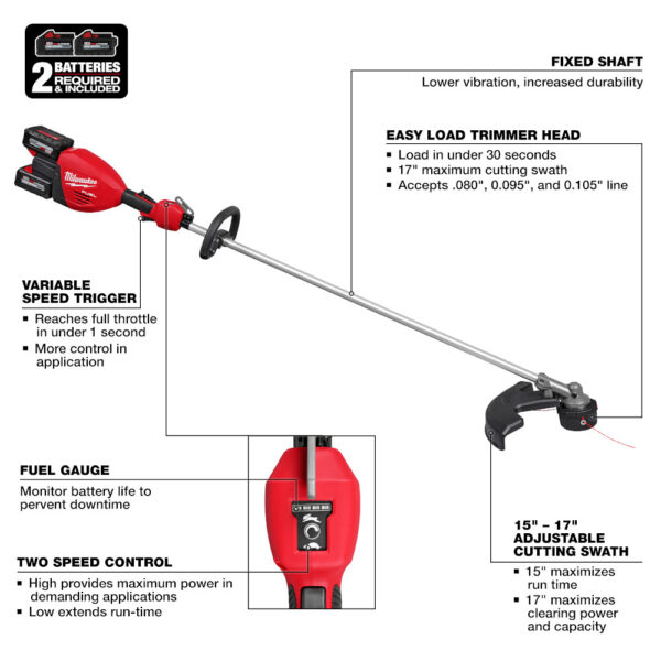 MILWAUKEE M18 FUEL™ 17” Dual Battery String Trimmer Kit 2