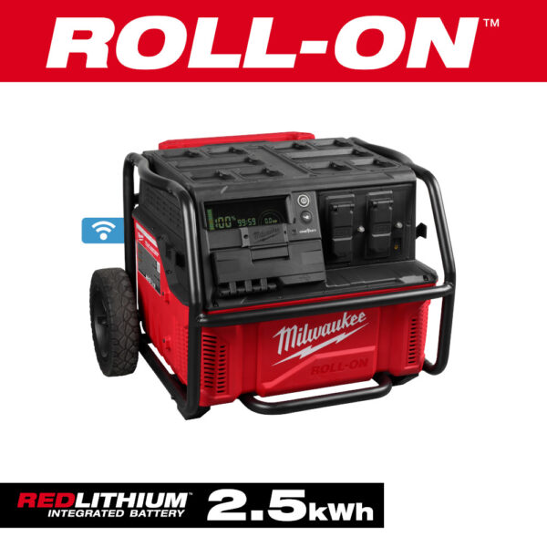 The MILWAUKEE® ROLL-ON™ 7200W/3600W 2.5kWh Power Supply provides the best power for the toughest jobs and provides power anywhere.