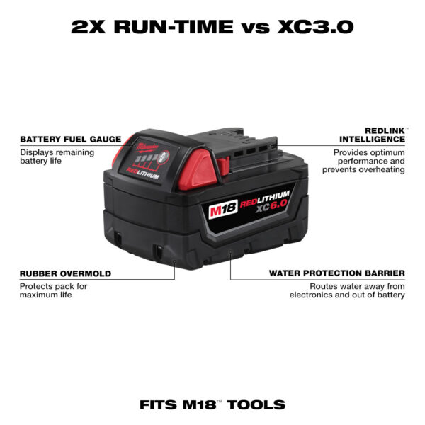 MILWAUKEE M18™ REDLITHIUM™ HIGH OUTPUT™ XC6.0 Battery Pack (2 Pk) 1