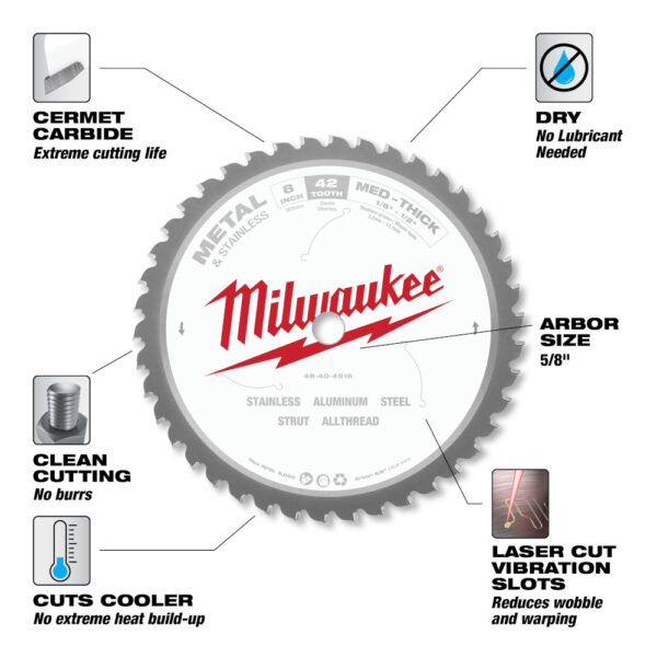 MILWAUKEE® 8&quot; Metal Cutting Blade 5/8&quot; Arbor 42 Tooth 2