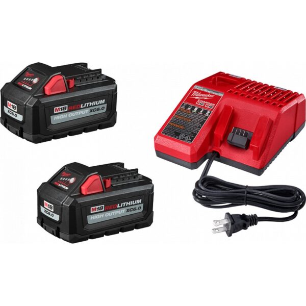 MILWAUKEE M18 Starter Kit with (2) 6.0 Ah Batteries &amp; Charger 1