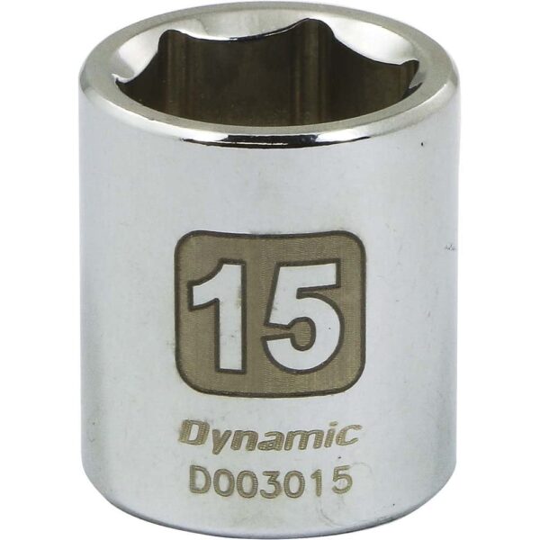 DYNAMIC Socket 6 Point 1/4&quot; Drive 15 mm Chrome 1