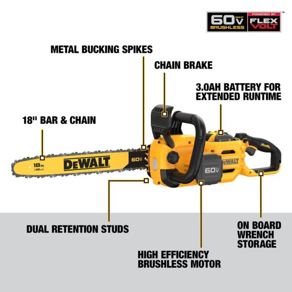 DEWALT 60V MAX* 18 in. Brushless Cordless Chainsaw Kit 3