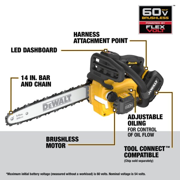 DEWALT 60V MAX* 14 In. Top Handle Chainsaw (Tool only) 2