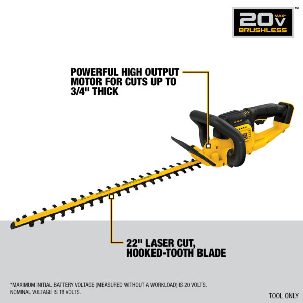 DEWALT® 20V MAX* Lithium Ion 22&quot; Hedge Trimmer (Tool Only) 2