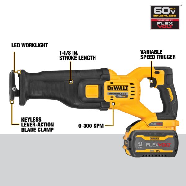 DEWALT FLEXVOLT® 60V MAX* Brushless Cordless Reciprocating Saw Kit 4