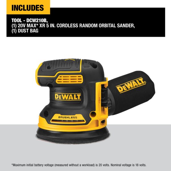 DEWALT 20V MAX* XR® 5 in Brushless Cordless Random Orbital Sander 3