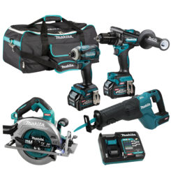 MAKITA 40V MAX XGT Li-Ion (4.0 Ah) 4 Tool Combo Kit including a drill, an impact driver, a circular saw, a reciprocating saw, a charger, 2 40V batteries, and a kit bag