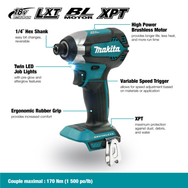 MAKITA 18V Impact Driver Brushless 1/4&quot; (Tool Only) 2