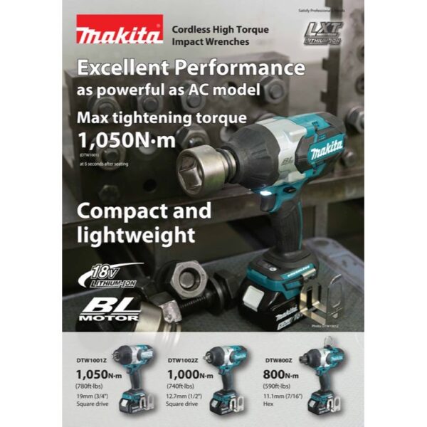 MAKITA 3/4&quot; Cordless High Torque Impact Wrench with Brushless Motor 8