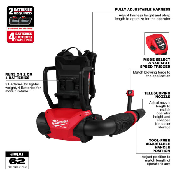 MILWAUKEE M18 FUEL™ Dual Battery Backpack Blower (Tool Only) 2