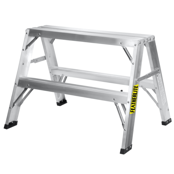 FEATHERLITE 2&#039; Aluminum Sawhorse with 2 steps, braces, and black feet