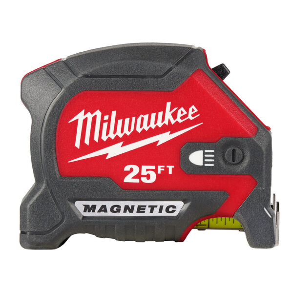 MILWAUKEE 25ft Compact Wide Blade Magnetic Tape Measure w/ Rechargeable Light 1