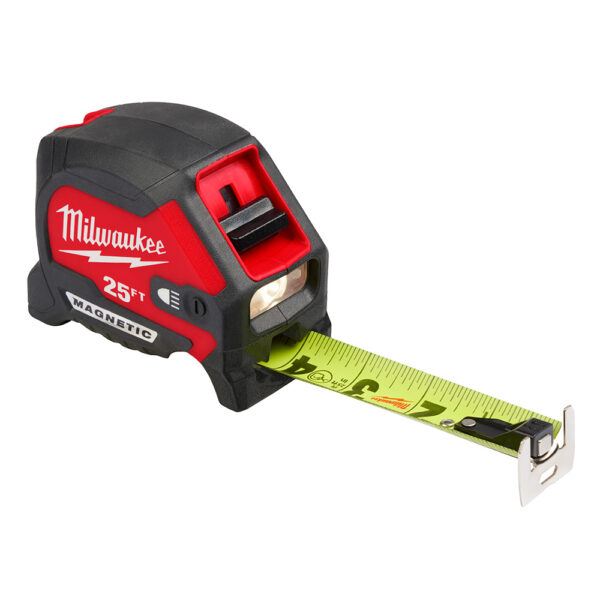 MILWAUKEE 25ft Compact Wide Blade Magnetic Tape Measure w/ Rechargeable Light 5