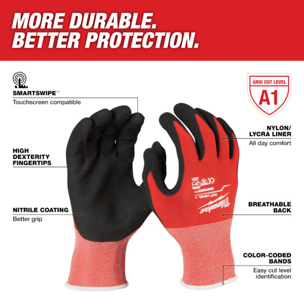 MILWAUKEE® Cut Level 1 Nitrile Dipped Gloves - Medium 4