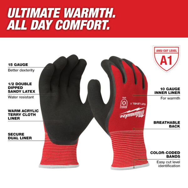 MILWAUKEE® Cut Level 1 Winter Dipped Gloves - XL 4