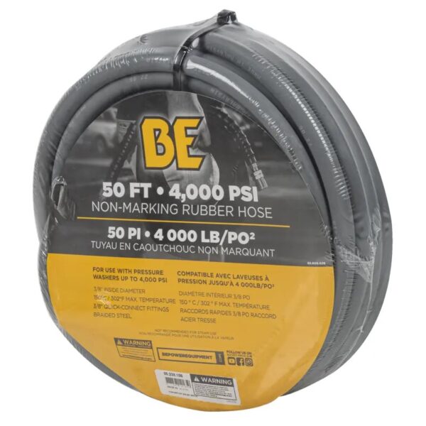 BE Pressure Washer Cold Water Hose 3/8&quot; x 50&#039;, 4000 PSI, Non Marking 3