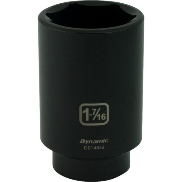 D014546 Dynamic 1-7/16” 6 point deep black impact socket 1/2” drive with large lettering