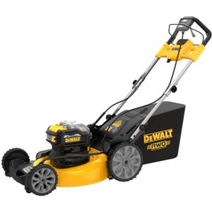 Designed to quickly cut large yards, this Dewalt 2X20V MAX* Brushless Cordless 21-1/2 in. Rear Wheel Drive Self-Propelled Lawn Mower delivers mowing power and ease of use.