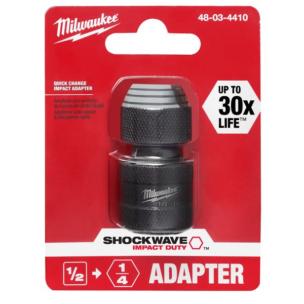 MILWAUKEE® SHOCKWAVE™ Impact Socket Adapter 1/2&quot; Square to 1/4&quot; Hex 2