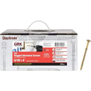 Box of 5/16" x 4" GRK Screws and 1 GRK Screw