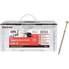 Box of 5/16" x 6" GRK Screws and 1 GRK Screw